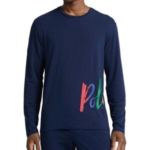 Polo Ralph Lauren Mens Long Sleeve Crewneck PJ Shirt & pants in Cruise Navy Sz M